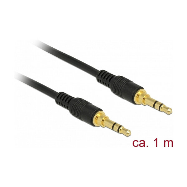 Delock Klinkenkabel 3,5 mm 3 Pin Stecker > Stecker 1 m schwarz
