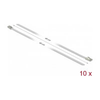 Delock Edelstahlkabelbinder L 400 x B 4,6 mm weiß 10 Stück
