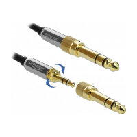 Delock Spiralkabel 3,5 mm 3 Pin Klinkenstecker zu Klinkenstecker mit Schraubadapter 3 m