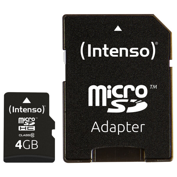 CARD 4GB Intenso 3413450 MicroHC Class 10 20MB/s inkl. Adapter