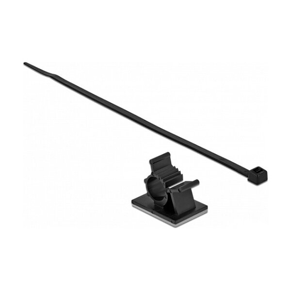 Delock Kabelklemme 37 x 18 mm mit Kabelbinder L 300 x B 4,8 mm schwarz