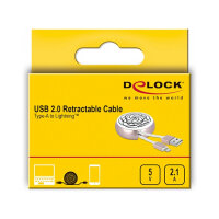 Delock USB Aufrollkabel Typ-A zu Lightning™ weiß / rosé