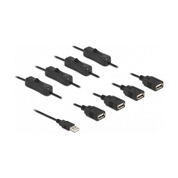 Delock Kabel USB Typ-A Stecker zu 4 x USB Typ-A Buchse mit Schalter 1 m