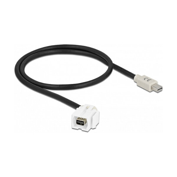 Delock Keystone Modul mini DisplayPort Buchse 110° > mini DisplayPort Stecker mit Kabel weiß