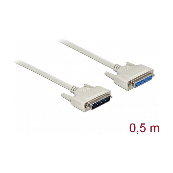 Delock Serielles Kabel D-Sub 25 Stecker zu Buchse 0,5 m
