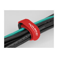 Delock Klett-Kabelbinder mit Schlaufe L 150 x B 20 mm rot 5 Stück