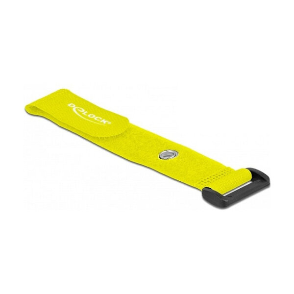 Delock Klett-Kabelbinder mit Schlaufe und Befestigungsöse L 190 x B 25 mm gelb 5 Stück