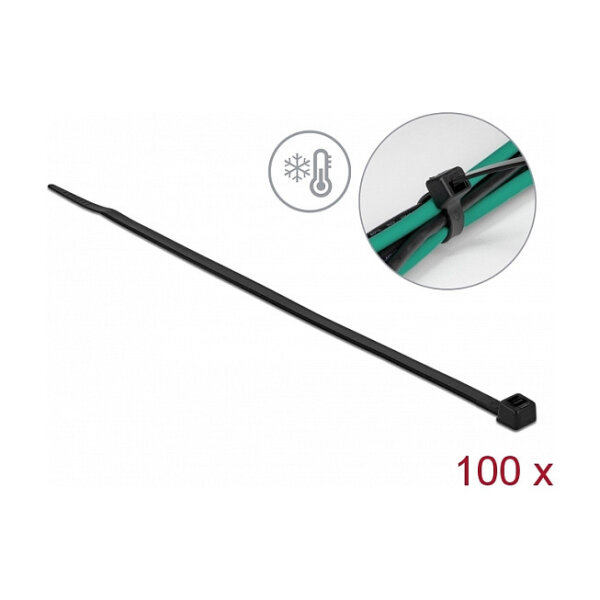 Delock Kabelbinder kälteresistent L 380 x B 4,8 mm schwarz 100 Stück
