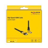 Delock High Speed HDMI Kabel Stecker gerade zu Stecker 90° oben gewinkelt 48 Gbps 8K 60 Hz 1 m