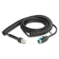 Delock Spiralkabel RJ50 Stecker zu PoweredUSB Stecker 12 V 3 m schwarz