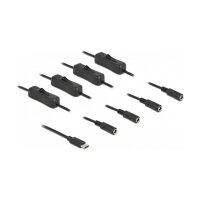 Delock Kabel USB Type-C™ Stecker zu 4 x DC 5,5 x 2,1 mm Buchse mit Schalter 1 m