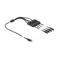 Delock Kabel USB Type-C™ Stecker zu 4 x DC 5,5 x 2,1 mm Buchse mit Schalter 1 m