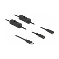 Delock Kabel USB Type-C™ Stecker zu 2 x DC 5,5 x 2,1 mm Buchse mit Schalter 1 m
