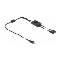 Delock Kabel USB Type-C™ Stecker zu 2 x DC 5,5 x 2,1 mm Buchse mit Schalter 1 m