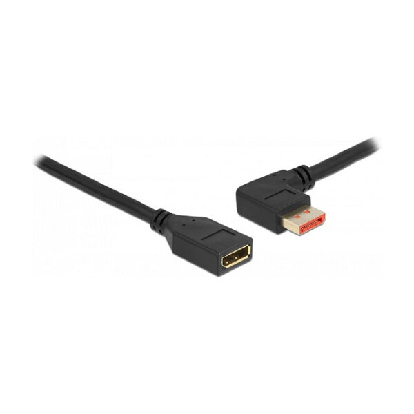 Delock DisplayPort Verlängerungskabel Stecker 90° links gewinkelt zu Buchse 8K 60 Hz 1 m