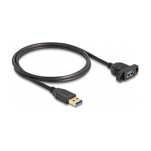 Delock SuperSpeed USB 5 Gbps (USB 3.2 Gen 1) Kabel USB Typ-A Stecker zu Buchse 1 m zum Einbau schwarz