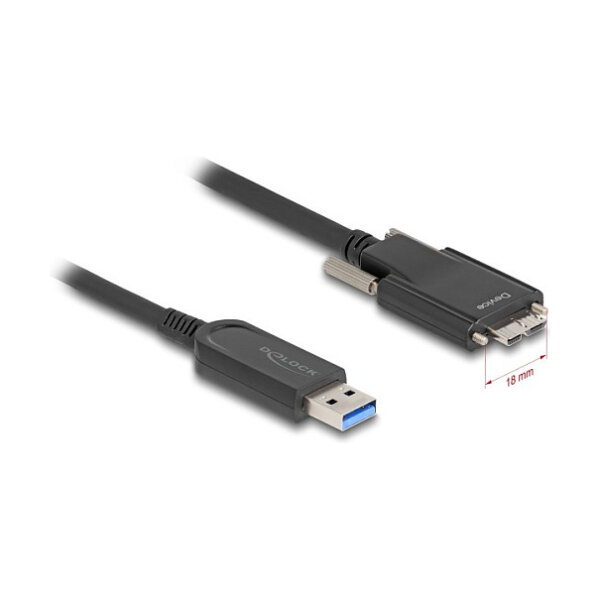Delock Aktives Optisches Kabel USB 10 Gbps Typ-A Stecker zu Typ Micro-B Stecker mit Schrauben 10 m
