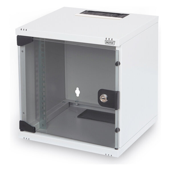 DIGITUS Wandschrank Compact 6HE 254mm 10" Glastür grau