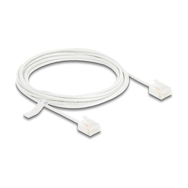 Delock RJ45 Netzwerkkabel Cat.6 UTP Ultra Slim 3 m weiß mit kurzen Steckern