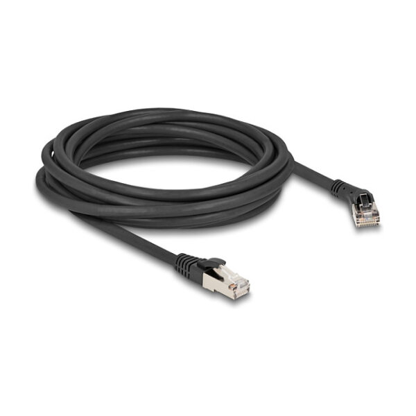 Delock RJ45 Netzwerkkabel Cat.8.1 S/FTP Stecker 45° nach rechts gewinkelt zu Stecker gerade bis 40 Gbps 5 m schwarz
