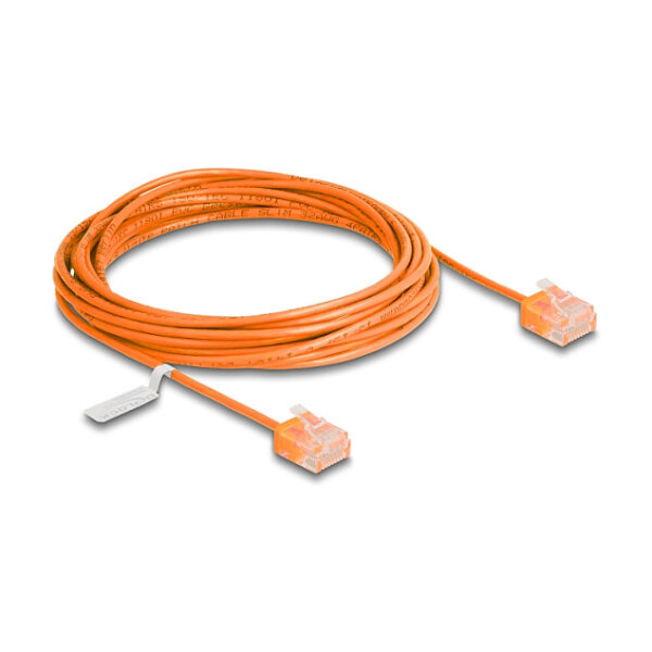Delock RJ45 Netzwerkkabel Cat.6 UTP Ultra Slim 5 m orange mit kurzen Steckern