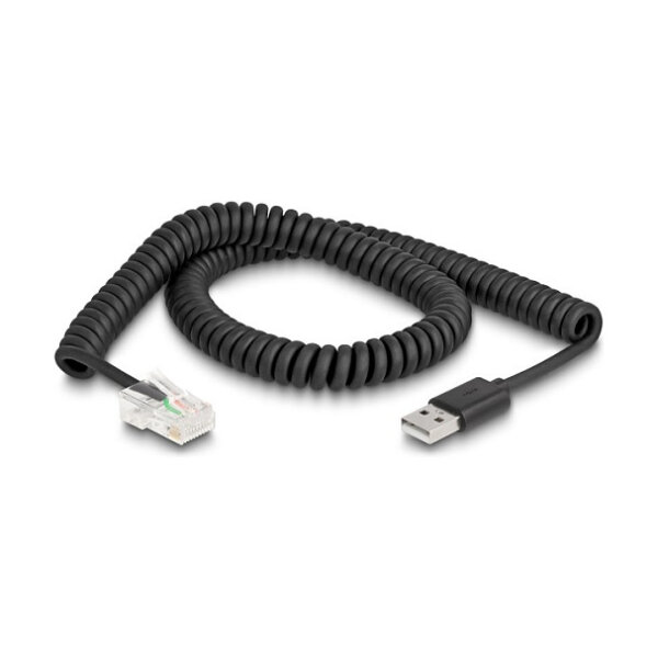 Delock RJ50 zu USB 2.0 Typ-A Barcode Scanner Spiralkabel 2 m