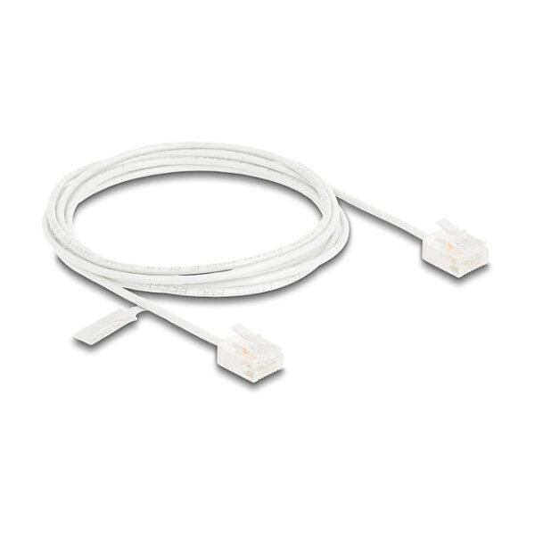 Delock RJ45 Netzwerkkabel Cat.6 UTP Ultra Slim 2 m weiß mit kurzen Steckern