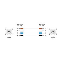 Delock M12 Kabel L-kodiert 4 Pin Stecker zu Stecker PUR schleppkettentauglich 1 m schwarz