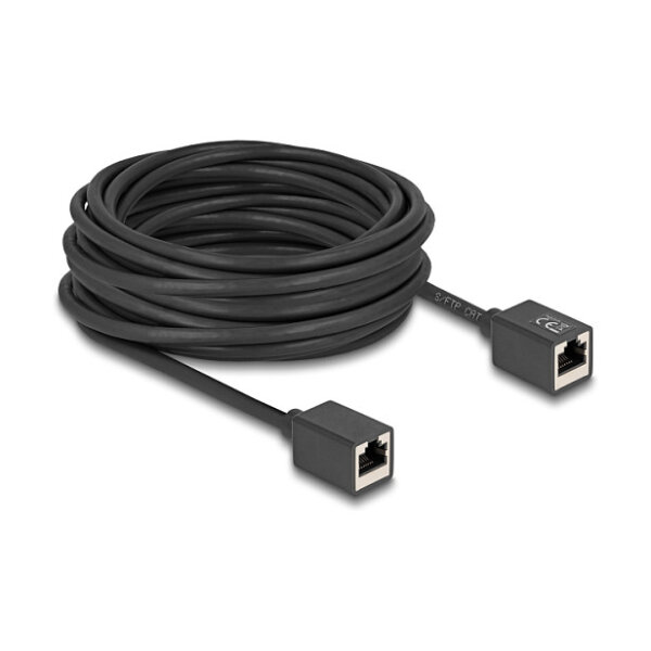 Delock Netzwerk Verlängerungskabel RJ45 Kupplung Buchse zu RJ45 Buchse Cat.6A S/FTP 10 m schwarz