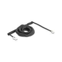Delock Telefonkabel / Spiralkabel RJ11 Stecker zu RJ45 Stecker schwarz 10 m