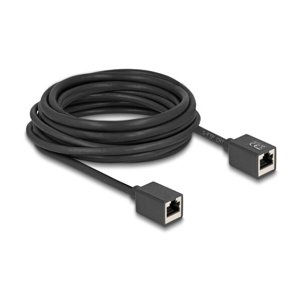 Delock Netzwerk Verlängerungskabel Kupplung RJ45 Buchse zu RJ45 Buchse Cat.6A S/FTP 7,5 m schwarz