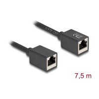 Delock Netzwerk Verlängerungskabel Kupplung RJ45 Buchse zu RJ45 Buchse Cat.6A S/FTP 7,5 m schwarz