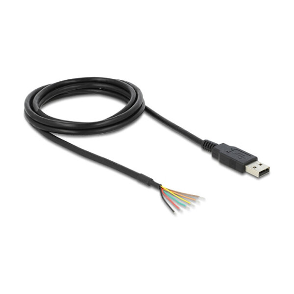 Delock USB 2.0 zu Seriell UART TTL (3,3 V) Konverter mit 6 offenen Kabelenden und 3,3 V Ausgangsspannung 1,8 m