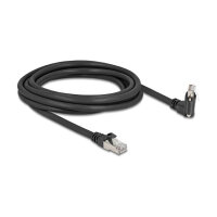 Delock GigE Kamera Kabel RJ45 Stecker 45° gedreht und 90° gewinkelt mit Schrauben zu RJ45 Stecker Cat.6 S/FTP 3 m schwarz