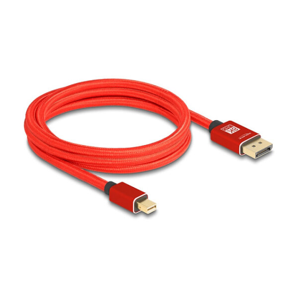 Delock Mini DisplayPort zu DisplayPort Kabel 8K 60 Hz 2 m rot Metall ohne Einrastfunktion