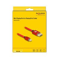 Delock Mini DisplayPort zu DisplayPort Kabel 8K 60 Hz 2 m rot Metall ohne Einrastfunktion