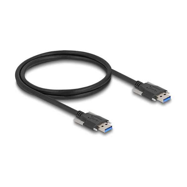 Delock USB 5 Gbps Kabel Typ-A Stecker zu Typ-A Stecker mit Schraubenabstand 22 mm 1 m schwarz