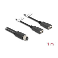 Delock M12 Kabel A-kodiert 8 Pin Buchse zu 2 x USB 2.0...