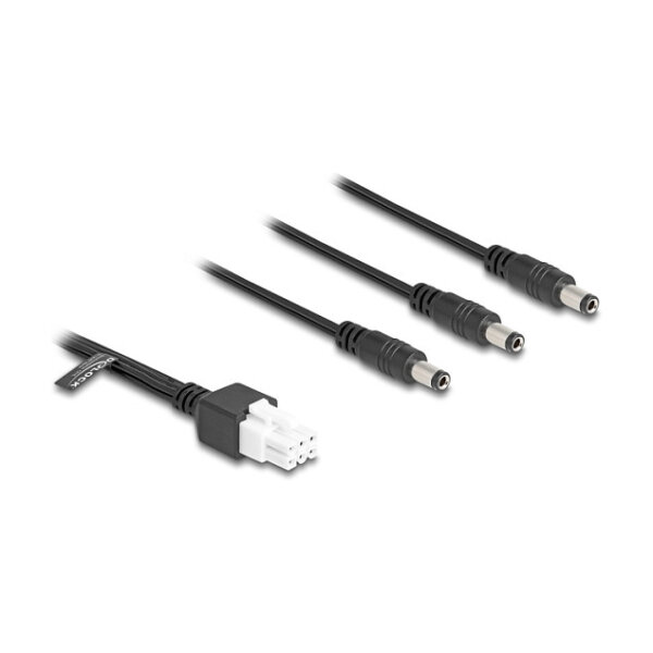 Delock Kabel Mini-Fit 4,2 mm 6 Pin Stecker zu 3 x DC 5,5 x 2,5 mm Stecker schwarz