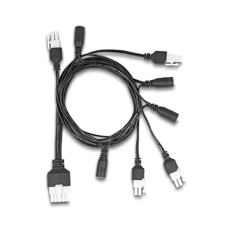 Delock Kabel Mini-Fit 4,2 mm 10 Pin Stecker zu 4 x DC 5,5 x 2,5 mm Buchse und 4 x Mini-Fit 4,2 mm 2 Pin Stecker schwarz