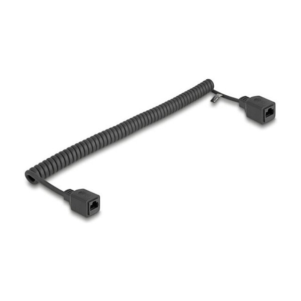 Delock RJ45 Spiralkabel Buchse zu Buchse Cat.5e UTP 0,8 m bis 2 m schwarz