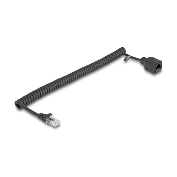 Delock RJ45 Spiralkabel Stecker zu Buchse Cat.5e UTP 1 m bis 3 m schwarz