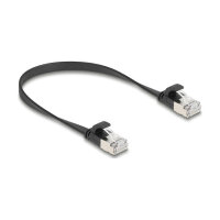 Delock RJ45 Flachband Patchkabel Stecker zu Stecker Cat.6A U/FTP 0,25 m schwarz