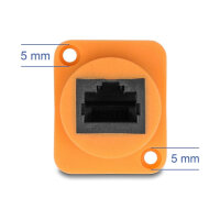 Delock D-Typ RJ45 Kabel Stecker zu Buchse Cat.5e UTP orange / schwarz 30 cm