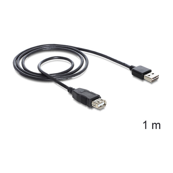 Delock Verlängerungskabel EASY-USB 2.0 Typ-A Stecker > USB 2.0 Typ-A Buchse schwarz 1 m