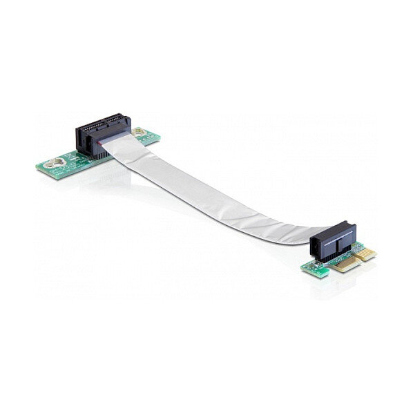 Delock Riser Karte PCI Express x1 > x1 mit flexiblem Kabel 13 cm links gerichtet
