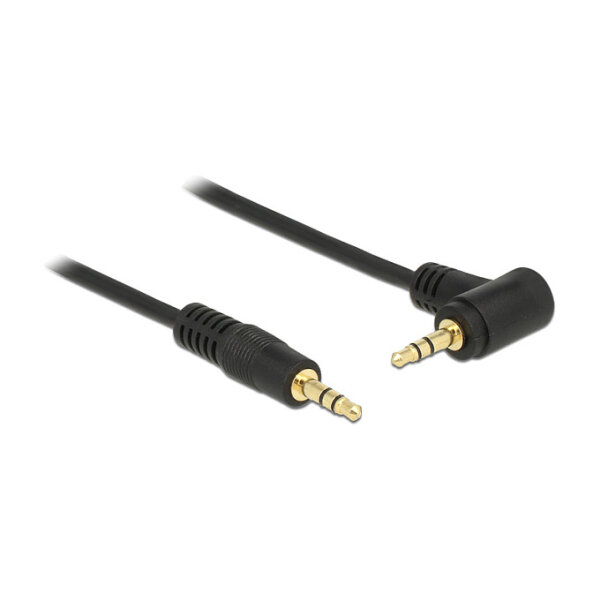Delock Klinkenkabel 3,5 mm 3 Pin Stecker > Stecker gewinkelt 5 m schwarz