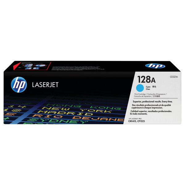 HP 128A original LaserJet Toner cartridge CE321A cyan standard capacity 1.300 pages 1-pack