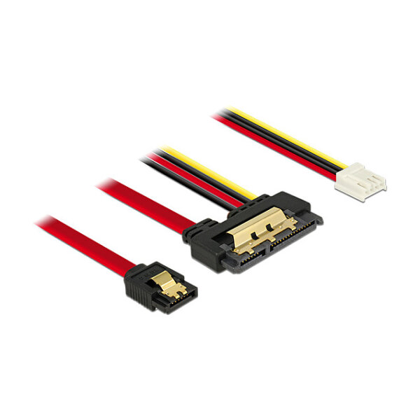 Delock Kabel SATA 6 Gb/s 7 Pin Buchse + Floppy 4 Pin Strom Buchse > SATA 22 Pin Buchse gerade Metall 30 cm