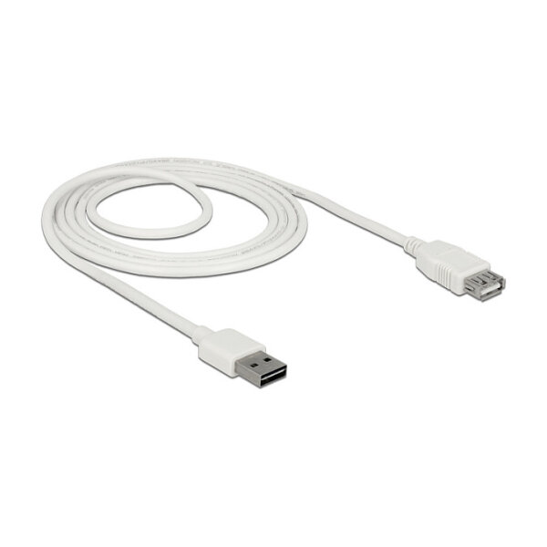Delock Verlängerungskabel EASY-USB 2.0 Typ-A Stecker > USB 2.0 Typ-A Buchse weiß 2 m